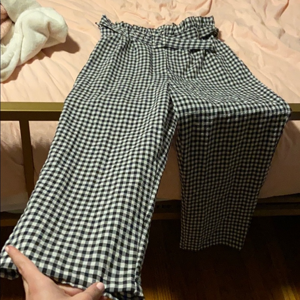 gingham high waisted pant